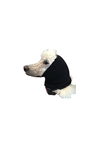 Pet Hoodz für Hunde, Angstzustände, Fellpflege, Ohrenschützer, Ohrenschutz, beruhigend, Ohrenkompression, Haustier-Kapuzenpullover, Hunde-Ohrwickel (klein, schwarz) von Over The Moon Pet Products