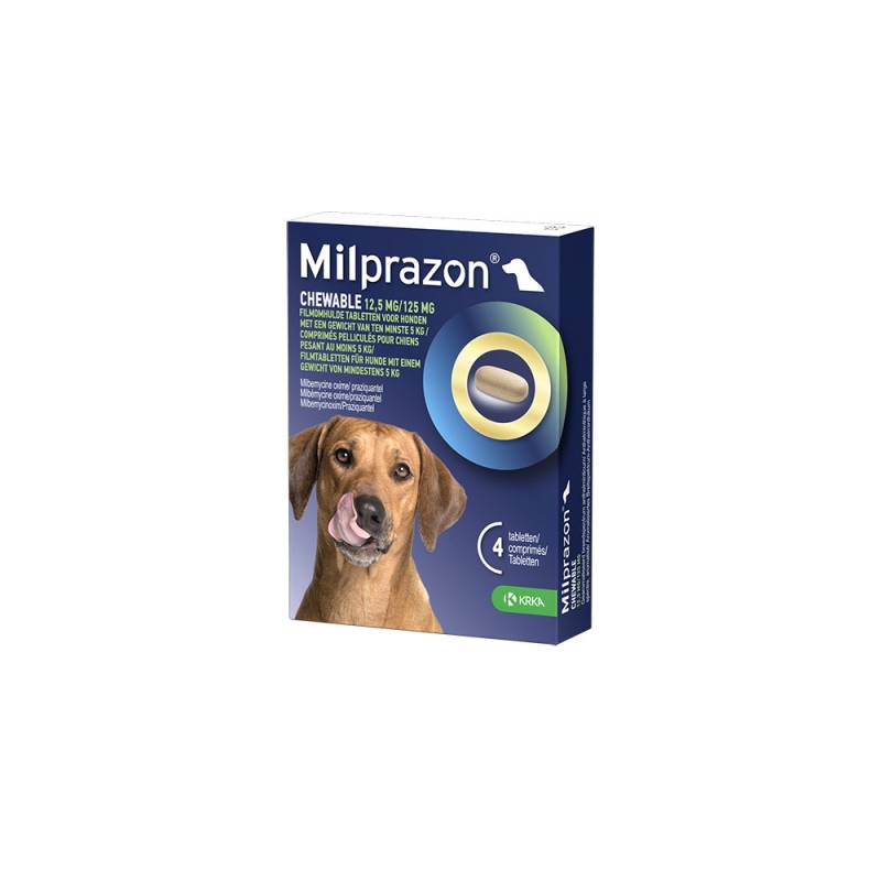 Milprazon Chewable Entwurmungstabletten Hund 5+ kg (12,5 mg/ 125 mg) 12 Tabletten von Milprazon