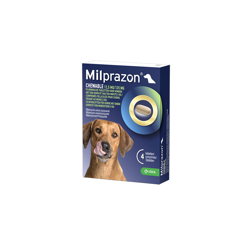 Milprazon Chewable Entwurmungstabletten Hund 5+ kg (12,5 mg/ 125 mg) 2 Tabletten von Milprazon