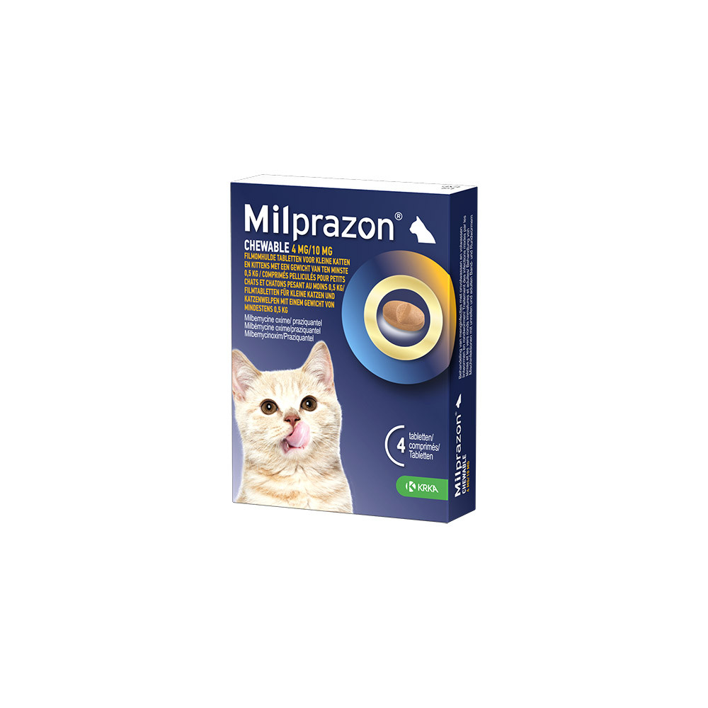 Milprazon Chewable Entwurmungstabletten Kätzchen und kleine Katze (4 mg/ 10 mg) 4 Tabletten von Milprazon