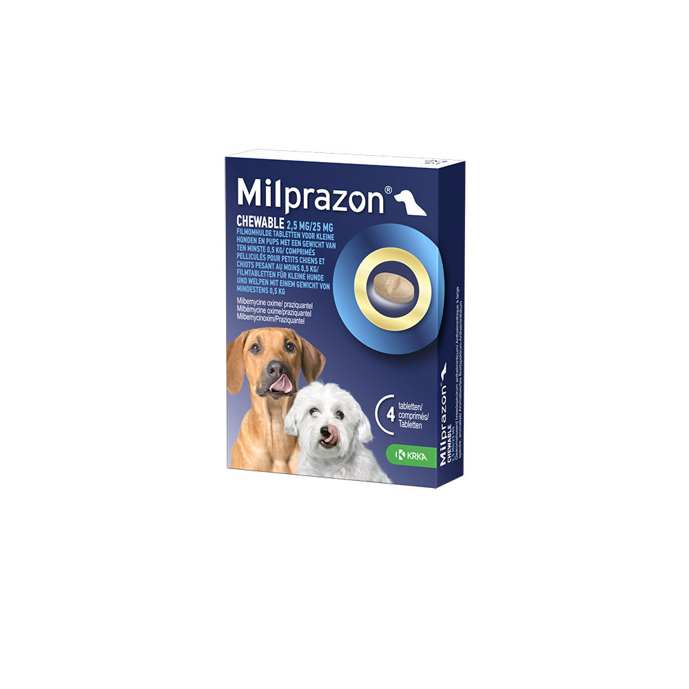 Milprazon Chewable Entwurmungstabletten Welpe und kleiner Hund (2,5 mg / 25 mg) 12 Tabletten von Milprazon