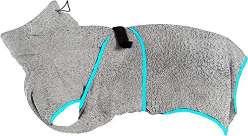 OWBB Hundebadetuch extra saugfahig, Hund Bademantel, Katze schnell trocknendes Badetuch, Haustier Mantel mit verstellbaren Trägern (Grau/XS) von Owbb