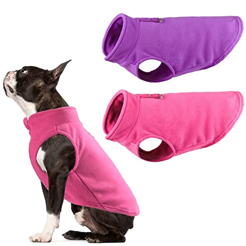 Owbb 2er Hundepullover Fleece Weste, Warm Pullover Fleece Hundejacke mit Leine Attachment, Winter Hundepullover Mantel, Kaltwetter Hundebekleidung für kleine Hunde, Innen und Außeneinsatz von Owbb