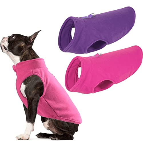 Owbb 2er Hundepullover Fleece Weste, Warm Pullover Fleece Hundejacke mit Leine Attachment, Winter Hundepullover Mantel, Kaltwetter Hundebekleidung für kleine Hunde, Innen und Außeneinsatz von Owbb