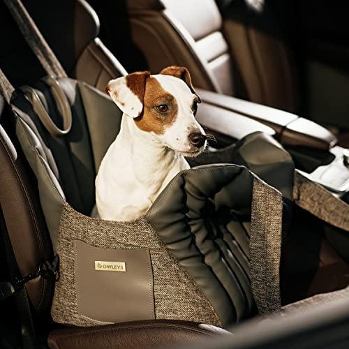 Owleys Hundeautositz für Kleine Hunde & Mittlere Hunde, Waschbar Auto Reiseträger, Wasserdicht Tragbares Autobett für Welpen, Hundeautositz & Weicher Bezug, Grau von Owleys