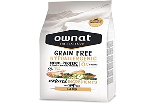 Ownat Hypoallergenes Futter für Hunde aus Lamm ohne Getreide (3 kg) Hunde mit natürlichen Inhaltsstoffen ohne Konservierungsstoffe oder Farbstoffe, Eiweißfutter. von Ownat