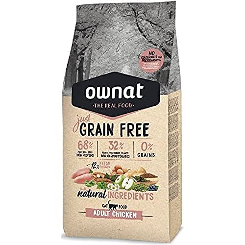 Ownat Katzenfutter ohne Körner (3 kg) Katzen mit natürlichen Inhaltsstoffen ohne Konservierungsmittel und Farbstoffe, proteinreiches Futter. von Ownat