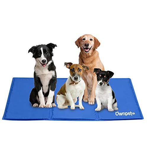 Ownpets 110x70CM große Kühlmatte für Hunde/Katzen, Kühlkissen, Kühl Hundedecke, Ungiftiges Kaltgelpad, Selbstkühlende Matte, XL, Blau von Ownpets