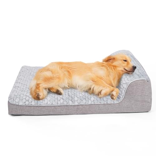 Ownpets Hundebett Sofabett extra groß, stützendes Schaumstoffbett für Haustiere mit abnehmbarem, waschbarem Bezug, Innenfutter und rutschfestem Boden, grau, 110 * 76 * 16,5cm von Ownpets