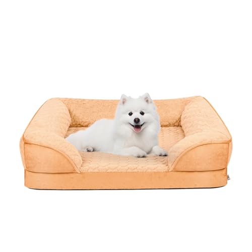 Ownpets Hundebett Sofabett groß, Herausnehmbares Bett aus extra dickem Schaumstoff für Haustiere, waschbarem Bezug, Innenfutter und rutschfestem Boden,36”x27”x6” von Ownpets