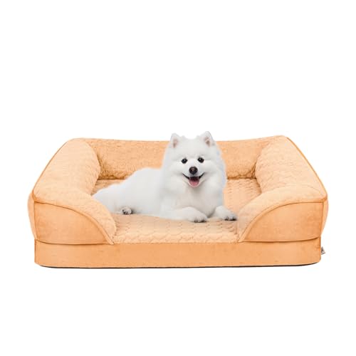 Ownpets Hundebett Sofabett groß, Herausnehmbares Bett aus extra dickem Schaumstoff für Haustiere, waschbarem Bezug, Innenfutter und rutschfestem Boden,90 * 68 * 15cm von Ownpets