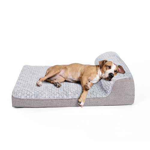 Ownpets Hundebett Sofabett mittelgroß, stützendes Schaumstoffbett für Haustiere mit abnehmbarem, waschbarem Bezug, Innenfutter und rutschfestem Boden, grau, 90 * 68 * 15cm von Ownpets