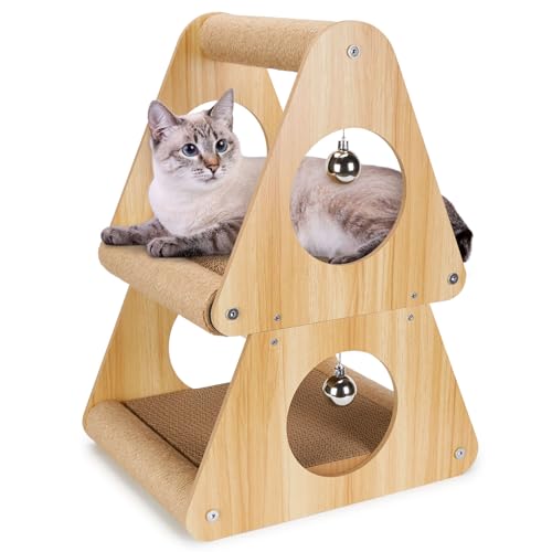 Ownpets Katzen Kratzbaum, 54cm Katzenkratzbaum Haus, Multifunktionaler Katzenkratzer, Doppellagiges Katzenhaus, stabil, umweltfreundlich, perfekt zum Kratzen und Ausruhen, Katzenspielzeug, Plattformen von Ownpets