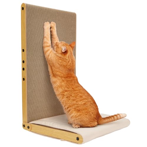 Ownpets Kratzbrett Katzen, 68 cm hohe L förmige Kratzpappe für Katzen, Katzenkratzbrett für Wand und Ecke, Groß, 68 * 40 * 40 cm, langlebige Kratzpappe, Möbelschutz für Wohnungskatzen von Ownpets