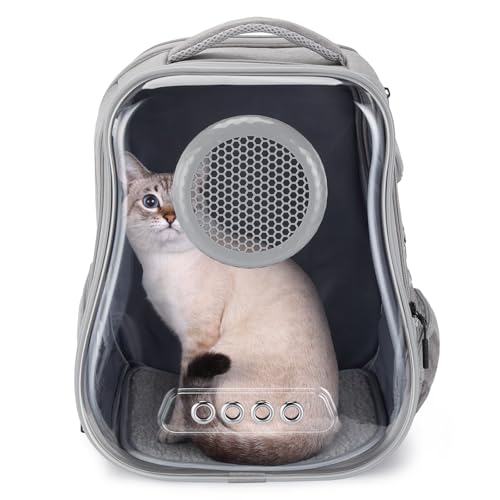 Ownpets Tragetasche für Katzen, Katzentrager-Rucksack, Haustier-Tragetasche, Fronttasche für kleine, mittelgroße Katzen bis zu 6,8kg, Transparent Atmungsaktive, abnehmbar für Reisen, Wandern von Ownpets