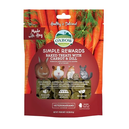 OXBOW Simple Rewards Gebackene Leckereien mit Karotte, Dill und Heu für Kaninchen, Meerschweinchen, Chinchilla und kleine Haustiere, 85 g (1 Stück) von Oxbow