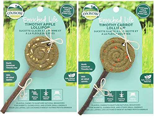 Oxbow Animal Health Bundle of 2 Enriched Life Timothy =Lollipop Small Animal Chew Treats: Apple and Carrot von Oxbow