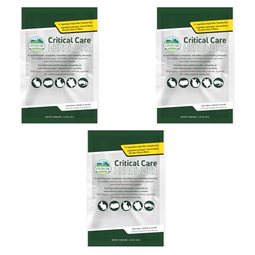 Oxbow Critical Care Herbivore Anis | 3er Pack | 3 x 36 g | Ergänzungsfutter für Pflanzenfresser | Hochfaseriges Timothy-Heu | Zur Unterstützung der Verdauung und der Darmfunktion von Oxbow