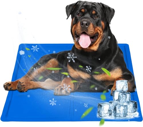 Oziral Haustier Kühlmatte für Hund, Dog Cooling Mat Kühlmatte für Hund & Katzen Sommer Kühlkissen wasserdichte rutschfeste hundematte für Zuhause Unterwegs oder im Auto(Blau, 81 * 96cm) von Oziral