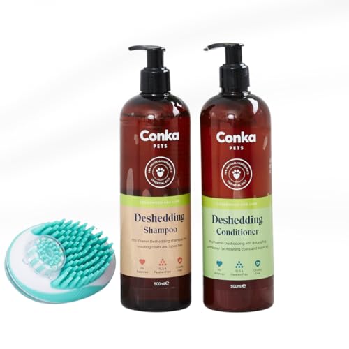 Conka Pets Shampoo und Conditioner für Hunde, natürliches Shampoo und Conditioner, Pflegeprodukte (500 ml) (Shampoo Conditioner & Werkzeug, DeShedding) von P Dot Wolf