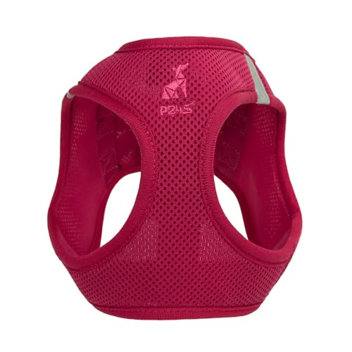 P24S Step-In Air-Mesh Brustgeschirr für kleine und mittelgroße Hunde und Digital Smart Hundegeschirr Hundemarke Hundefinder dogtag (Dark Pink, L) von P24S