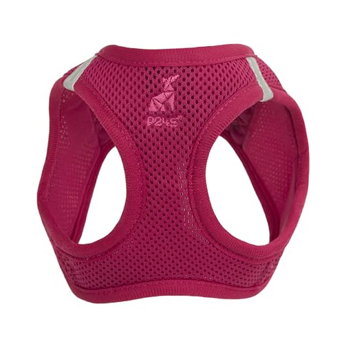 P24S Step-In Air-Mesh Brustgeschirr für kleine und mittelgroße Hunde und Digital Smart Hundegeschirr Hundemarke Hundefinder dogtag (Dark Pink, S) von P24S