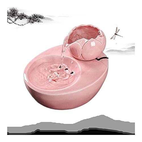 Brunnen Katzenwasserbrunnen, Keramik-Trinkbrunnen für Katzen und Hunde, automatischer leiser Haustier-Wasserspender mit Filter, Haustier-Wasserspender (Farbe: Blattweiß) (Lotus) von P9IDEDFH