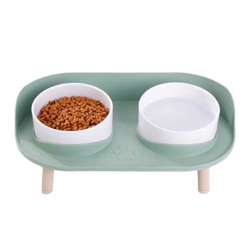 PACHHK Feeder Pet Anti-Knock Doppelnapf Feeder Katze Hund Trinkwasser Feeder Halswirbelschutz Haustierbedarf Grün von PACHHK