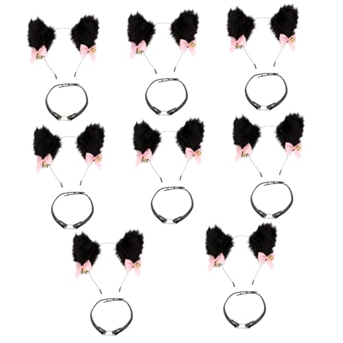 PACKOVE 8 Sätze Stirnband Mit Katzenohren Plüsch-katzenohr-Haarband Maskerade- Spitze Katzenohren Stirnband Cosplay-Requisiten Aus Tier Abschlussball Halskette Stoff von PACKOVE