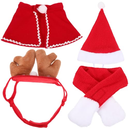 PACKOVE 1 Satz Hunde-Weihnachtsmantel kleines Tier-Outfit Weihnachts-Hunde-Outfit-Set Weihnachten kostüm Weihnachten Kleidung cat Clothing der Hund Weihnachtskatze Hund Katze Stirnband Hut von PACKOVE