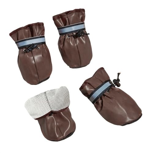 Dog Shoes,Hundeschuhe 4 Stück mittelgroße und große Hundeschuhe for draußen und drinnen, Hundeschuhe mit reflektierendem Verschluss, for den Winter, warm, rutschfest, for Haustiere und Welpen (Color von PACUM