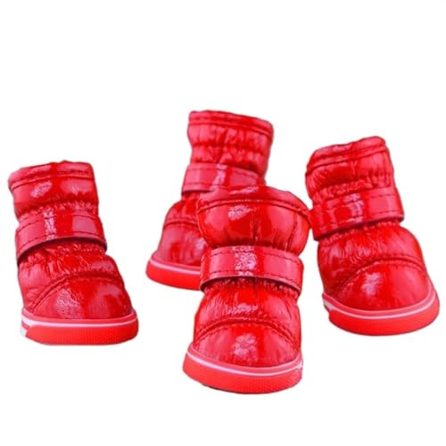 Dog Shoes,Hundeschuhe rutschfeste Ledersohlen, Warmer Schnürsenkel-Reflektor mit Hunde-Sommersportstiefeln, verstellbare, verschleißfeste Hundestiefel (Color : R, Size : 1) von PACUM