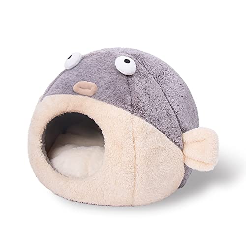 Hundebett Katzenbett Winter Warm Plüsch Haustier Katzenhütte Verdicktes Haustier Katzenhaus Schlafunterlage Halbgeschlossenes Katzenschlafbett Hundesofa (Größe: M) Vision von PACUM