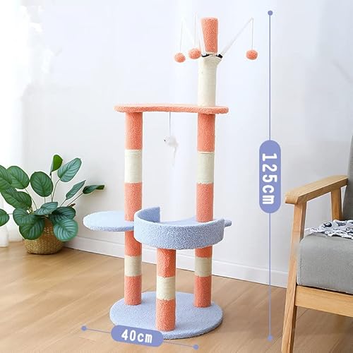 Kratzbaumturm Katzenkratzer Dreischichtiges Kratzbaumhaus Vierschichtiges Katzenklettergerüst Couchschutz Möbel Katzen Kratzbaum Haustiere Spielzeug Katzenturm für Innenkatzen (Farbe: Vierschichtig) von PACUM