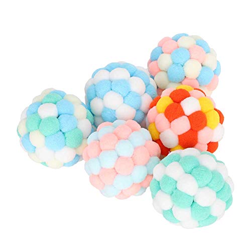 PAER Katzenspielzeugbälle, 6er-Pack Bunte, Weiche Fuzzy-Bälle mit Glocke, Interaktives Katzenballspielzeug für Katzen/Kätzchen Im Innenbereich, Spielendes, Kauendes, Pelziges Rasselball-Tonspielzeug von PAER