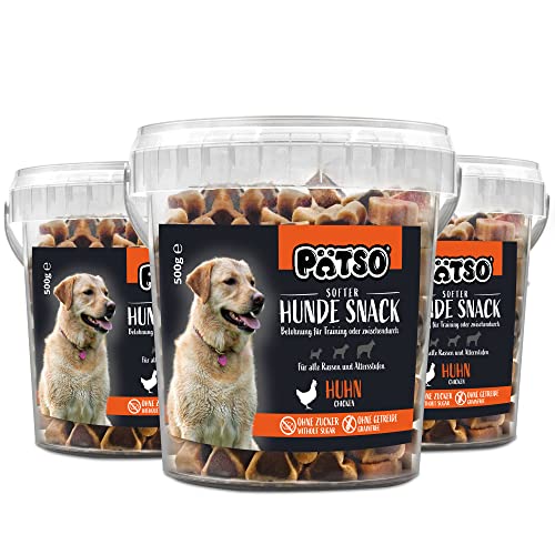 Pätso Hundeleckerli & Trainings- Hunde Snack Getreidefrei/Hunde Leckerlis 1,5kg (Huhn (Duo Heart Mix), 500 g (3er Pack)) von PÄTSO