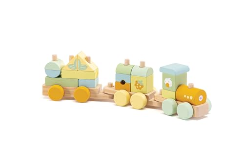 PAEW Mein erster Kleiner Zug (18 st) | Sevi | Holzspielzeug für Kinder von einem Jahr. Sevi Geschenke für Kinder in den ersten Monaten | 41x12x9cm | Infant Toys | Modell 83111 von Sevi