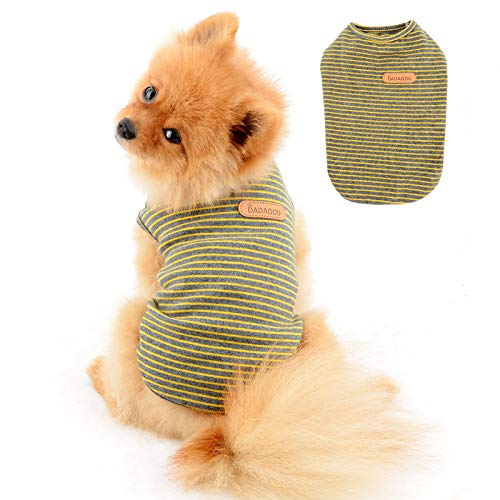 PAIDEFUL Britische kleine Hunde-Shirt, gestreifte Katze, Weste, Top, weiche Baumwolle, T-Shirt für Jungen, Haustier-T-Shirt, Sommer, Welpen, Chihuahua, Yorkie, Kleidung, Tank Tops von PAIDEFUL