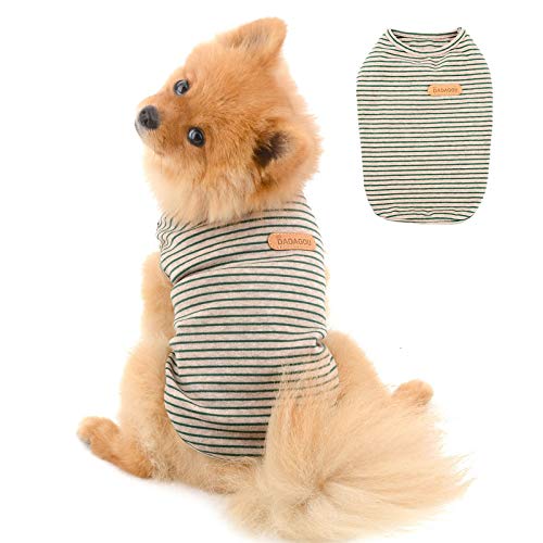 PAIDEFUL Britische kleine Hunde-Shirt, gestreifte Katze, Weste, Top, weiche Baumwolle, T-Shirt für Jungen, Haustier-T-Shirt, Sommer, Welpen, Chihuahua, Yorkie, Kleidung, Tank Tops von PAIDEFUL