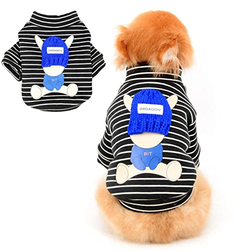 PAIDEFUL Gestreifter Hundepyjamas Pjs Pullover für Kleine Mittelgroße Hunde Fleece Gefüttert Warmer Mantel Winter Welpen Chihuahua Kleidung Katzenbekleidung Homewear ​Kaltes Wetter Herbst Schwarz XL von PAIDEFUL