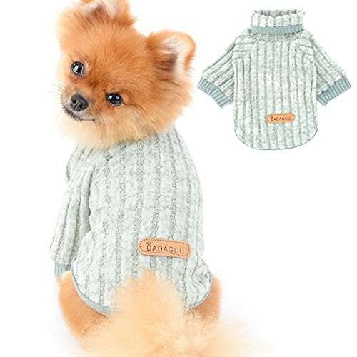 PAIDEFUL Hund Warmer Pullover Chihuahua Pullover Gestrickter Mode Einfarbig Pullover Strickwaren Winterkleidung für Welpen Kleine Haustiere Katze Herbst Kaltes Wetter Tragen Grün M von PAIDEFUL