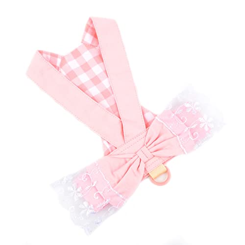 PAIDEFUL Hundegeschirr Kleid für Kleine Hunde Katzen Mädchen Kariertes Schleife Haustierkleidung Mini Welpen Chihuahua Yorkie Kleidung Wandern im Freien Frühling Sommer Pink L von PAIDEFUL