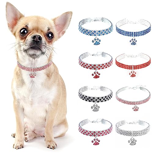 PAIDEFUL Hundehalsband Halsband Diamant Strass Bling Herz für kleine Hunde Verstellbares Katzenhalsband Schnellverschluss-Schnalle Geburtstagsfeier Leicht Niedlich Rosa M von PAIDEFUL