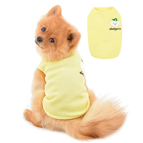 PAIDEFUL Hundehemden für kleine mittelgroße Hunde Katzen Junge weiche Baumwollweste T-Shirts Ärmellose atmungsaktive Tanktops Welpe Chihuahua Yorkie Kleidung Haustier Sommer tragen Outdoor Gelb XXL von PAIDEFUL