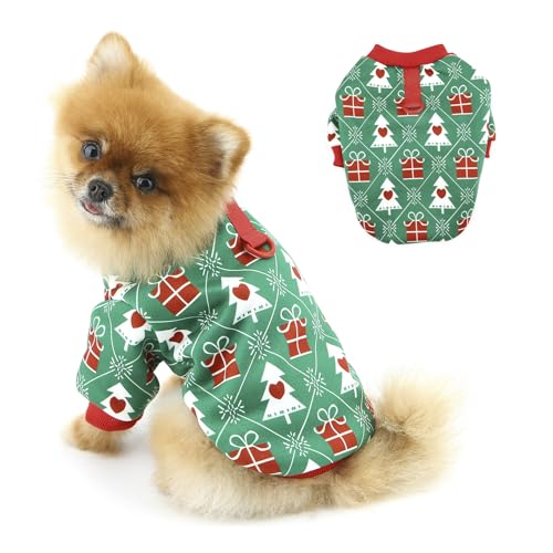 PAIDEFUL Hundekleidung für kleine Hunde, winddicht, warm, Fleece-Mantel, modische Haustierbekleidung, weiche Hunde-Sweatshirts, Katzen, Chihuahua, D-Ring, Grün, Größe S von PAIDEFUL