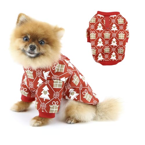 PAIDEFUL Hundekleidung für kleine Hunde, winddicht, warm, Fleece-Mantel, modische Haustierbekleidung, weiche Hunde-Sweatshirts, Katzen, Chihuahua, D-Ring, Rot, Größe XXL von PAIDEFUL