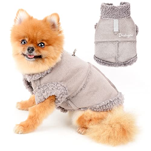 PAIDEFUL Hundemantel für Kleine Hunde Wintermantel Weste Jacke Einfarbig Fleece gefüttert Warmer Wollmantel für Welpen Chihuahua Kleidung Kaltes Wetter Große Katze Bekleidung Haustier Grau L von PAIDEFUL