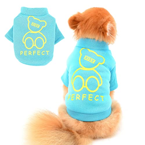 PAIDEFUL Hundepyjamas Pjs Pullover für Kleine Mittelgroße Hunde Fleece Gefüttert Hemden Warmer Mantel Winter Welpen Chihuahua Kleidung Katzenbekleidung Homewear ​Kaltes Wetter Herbst Blau S von PAIDEFUL