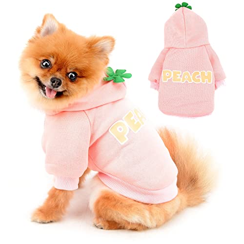 PAIDEFUL Hunde Hoodie HundPullover Chihuahua Kleidung Französische Bulldogge Kleidung Fleece Gefüttert Katzen Bekleidung Warmer Mantel mit Kapuze Winter Welpen Homewear ​Kaltes Wetter Herbst Pink S von PAIDEFUL