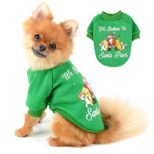 PAIDEFUL Hundepyjamas Weihnachten Pjs Pullover für Kleine Mittelgroße Hunde Fleece Gefüttert Warmer Mantel Winter Welpen Chihuahua Kleidung Katzenbekleidung Homewear ​Kaltes Wetter Herbst Grün M von PAIDEFUL